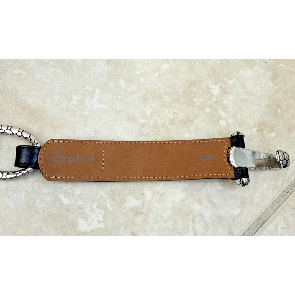 VTG NWOT Brighton Black Leather O Ring Belt Silver Snake Tone Hook B60263 Sz 38 - Picture 5 of 12